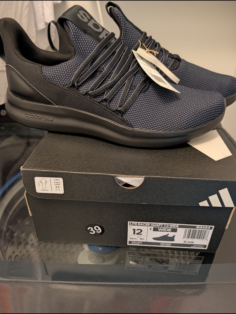 adidas Lite Racer Adapt 7.0 Wide -Slip-On Sneakers in Navy and Black